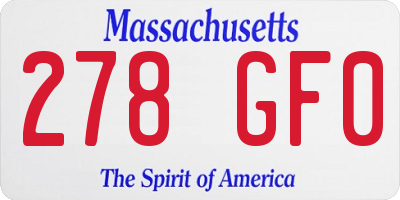 MA license plate 278GF0