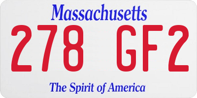 MA license plate 278GF2