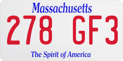 MA license plate 278GF3