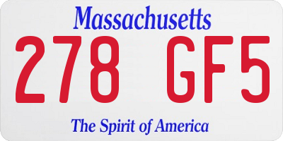 MA license plate 278GF5
