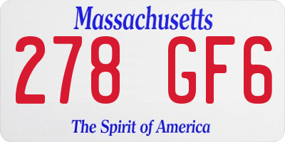 MA license plate 278GF6