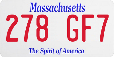 MA license plate 278GF7