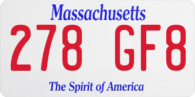 MA license plate 278GF8