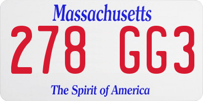 MA license plate 278GG3