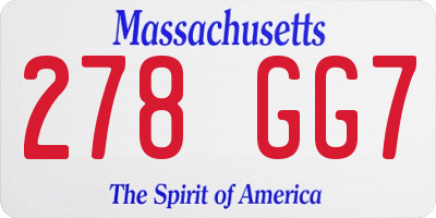 MA license plate 278GG7