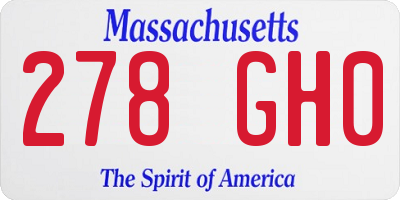 MA license plate 278GH0