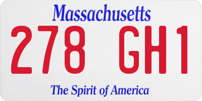 MA license plate 278GH1