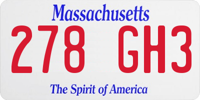 MA license plate 278GH3