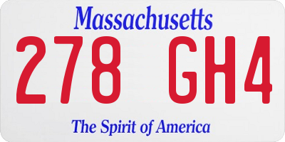 MA license plate 278GH4
