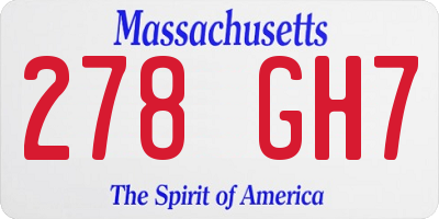 MA license plate 278GH7