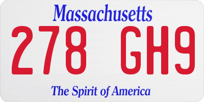 MA license plate 278GH9