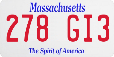 MA license plate 278GI3