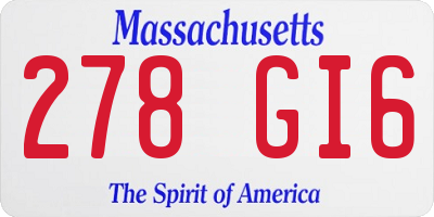 MA license plate 278GI6