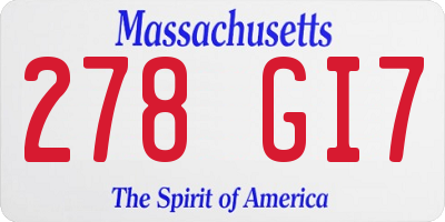 MA license plate 278GI7