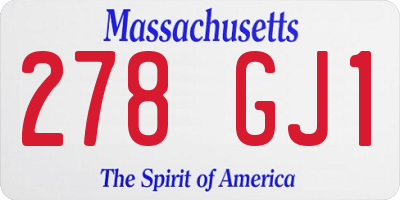 MA license plate 278GJ1