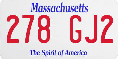 MA license plate 278GJ2