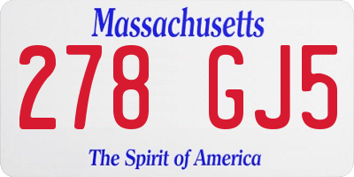 MA license plate 278GJ5
