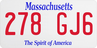 MA license plate 278GJ6