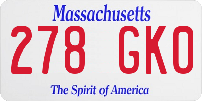 MA license plate 278GK0