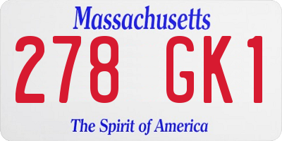 MA license plate 278GK1