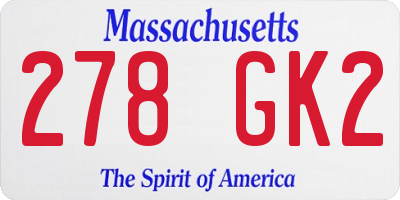 MA license plate 278GK2
