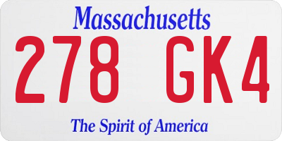 MA license plate 278GK4