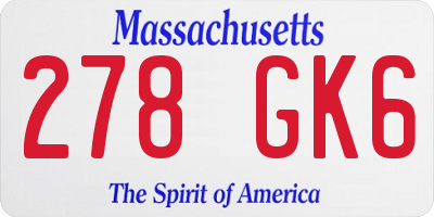 MA license plate 278GK6