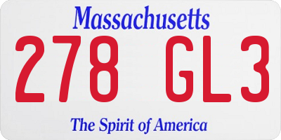 MA license plate 278GL3