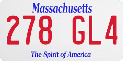 MA license plate 278GL4