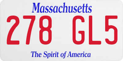 MA license plate 278GL5