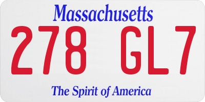 MA license plate 278GL7