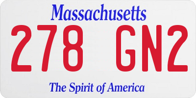 MA license plate 278GN2