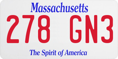 MA license plate 278GN3
