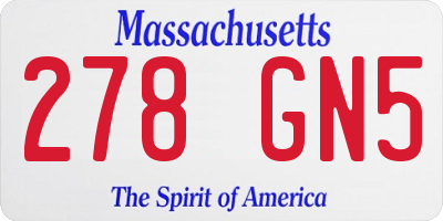 MA license plate 278GN5
