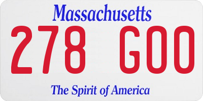 MA license plate 278GO0