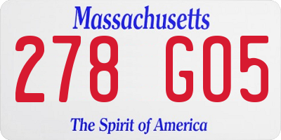 MA license plate 278GO5