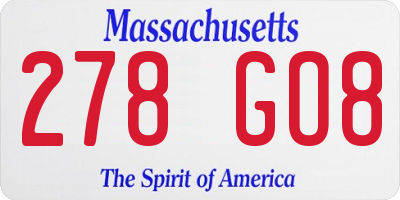 MA license plate 278GO8