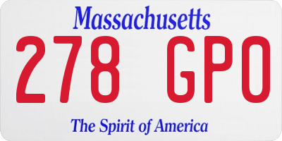 MA license plate 278GP0
