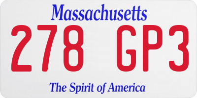 MA license plate 278GP3