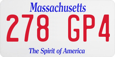 MA license plate 278GP4