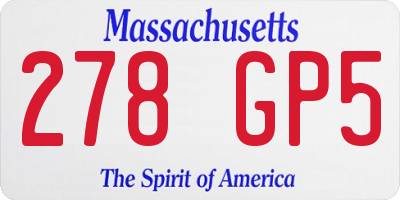 MA license plate 278GP5