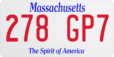 MA license plate 278GP7