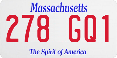 MA license plate 278GQ1