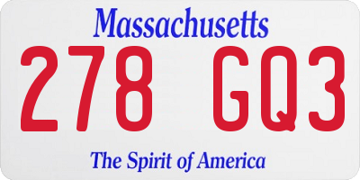MA license plate 278GQ3