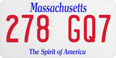 MA license plate 278GQ7