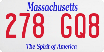 MA license plate 278GQ8