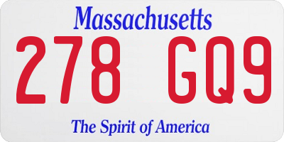 MA license plate 278GQ9