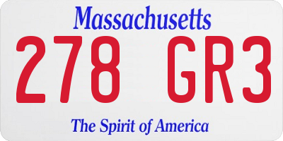 MA license plate 278GR3