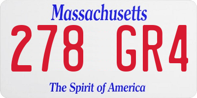 MA license plate 278GR4