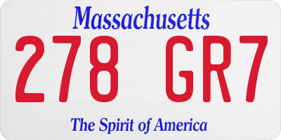 MA license plate 278GR7